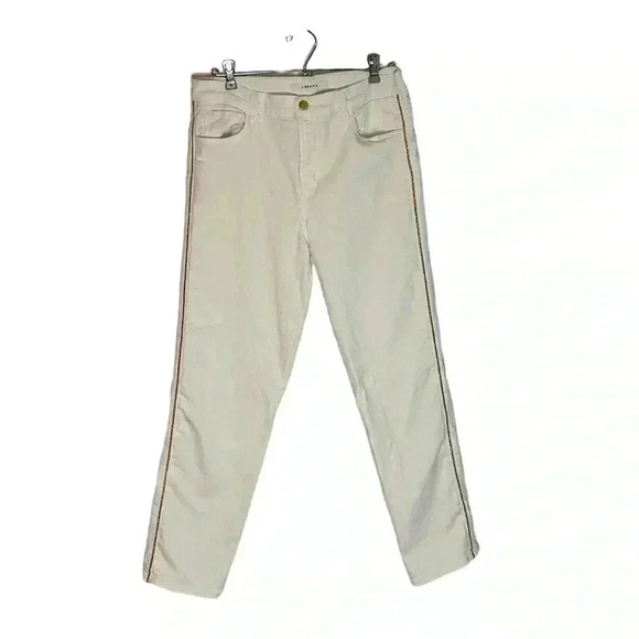 J Brand Ruby White Jeans with Gold Stripe - Size 30 - Excellent Condition - Picture 1 of 10